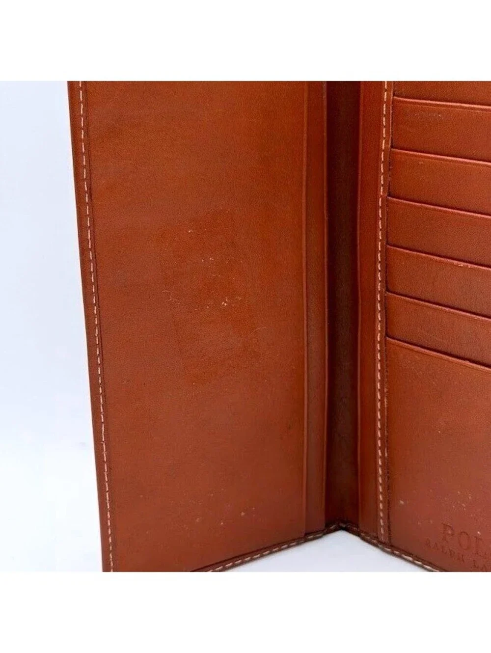 Polo Ralph Lauren Brown Leather Long Bifold Pocket Wallet